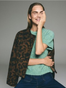 Sweter z krótkimi rękawami - miętowy