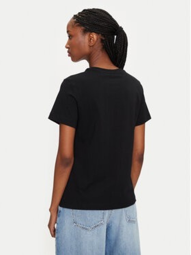 Gant T-Shirt Bisiklet Yaka 4200277 Czarny Regular Fit