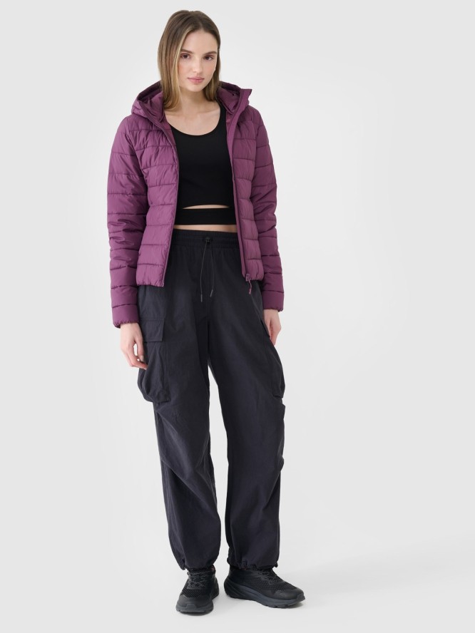 4F Kurtka puchowa z wypełnieniem z recyklingu damska - fioletowa XS