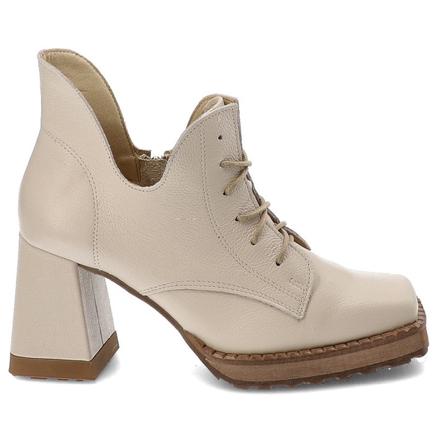 Beżowe Botki Amodo Modne Obuwie Damskie