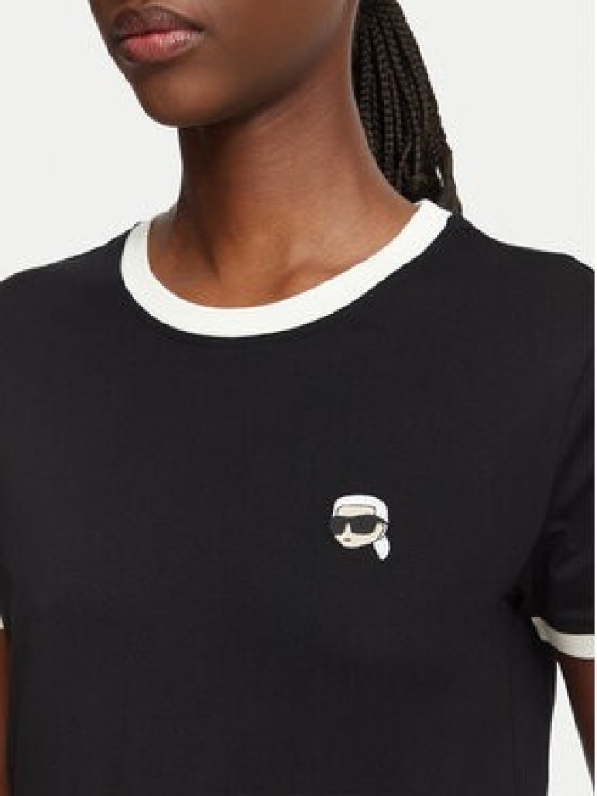KARL LAGERFELD T-Shirt Ikon Patch A3W17078 Czarny Slim Fit