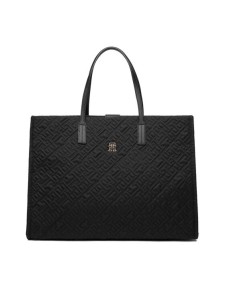 Tommy Hilfiger Torebka Th City Tote Mono Nylon AW0AW18163 Czarny