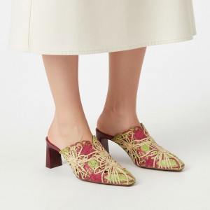 Sandały damskie Hispanitas, cholewka z materiału dekoracyjne plecione aplikacje odkryta pięta stabilny obcas zapewniający wygodę podczas chodzenia, k