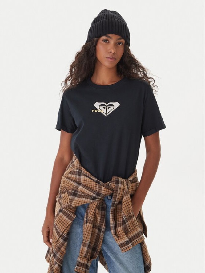 Roxy T-Shirt Oceanregular ERJZT06078 Czarny Regular Fit