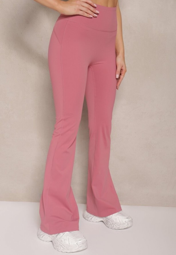 Ciemnoróżowe Legginsy Dzwony High Waist Korivienne