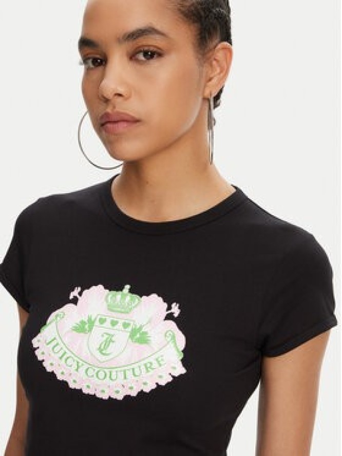 Juicy Couture T-Shirt Hibiscus JCGCT125041 Czarny Slim Fit