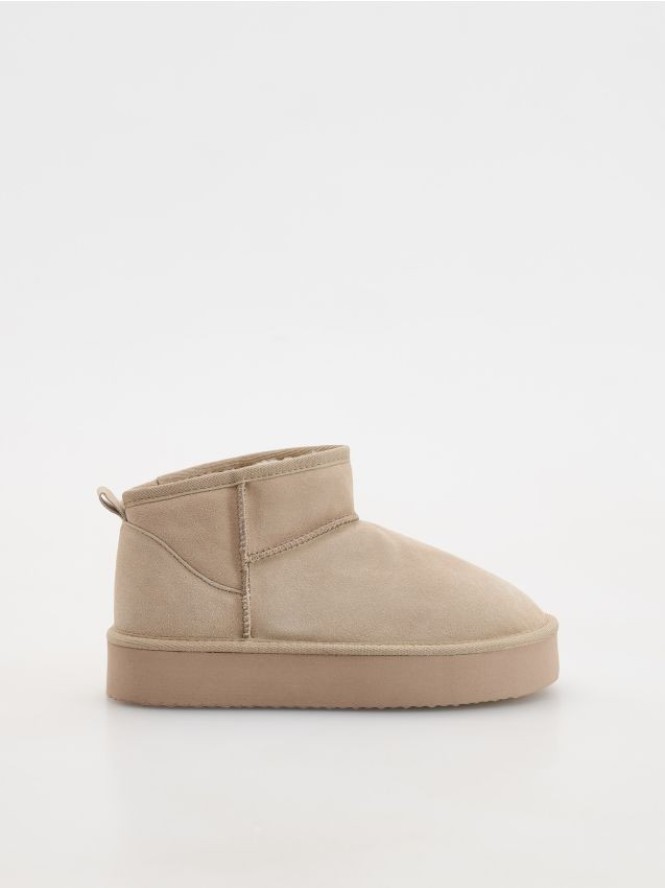 Skórzane śniegowce - beżowy