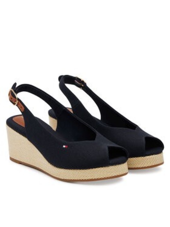 Tommy Hilfiger Sandały Flag Mid Wedge Espad Slingback FW0FW08595 Granatowy