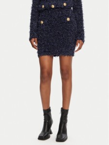 Balmain Spódnica mini DF0LB015KH74 Granatowy Regular Fit