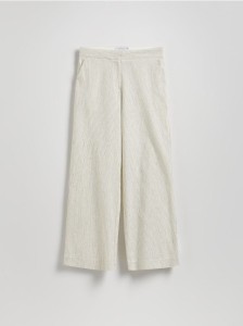 Spodnie z lnem - beżowy