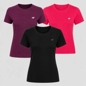 T-SHIRT DAMSKI 4F KOMPLET KOSZULEK ZESTAW 3PAK SPORTOWY SS26