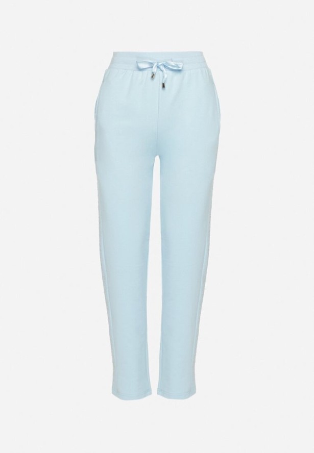 Niebieskie Spodnie Dresowe z Bawełną i Sznurkiem Annivia