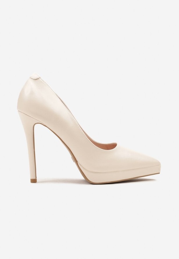 Jasnobeżowe Klasyczne Szpilki Vices z Wkładką ze Skóry Naturalnej Amarisse