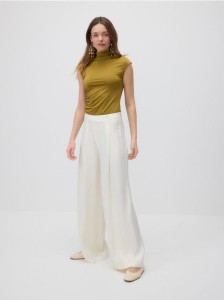 Spodnie z wiskozy - złamana biel