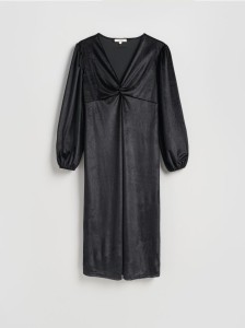 Sukienka maxi z drapowaniem - czarny