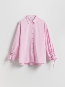 Koszula z wiązaniami przy mankietach - różowy