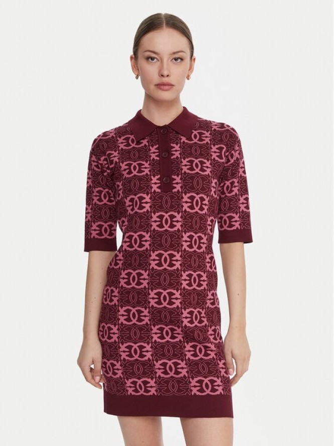 PINKO Sukienka dzianinowa Nothing 106039 A2YD Bordowy Regular Fit