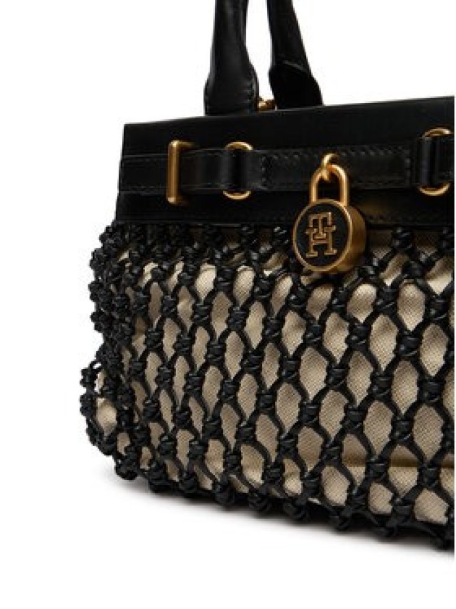 Tommy Hilfiger Torebka American Icon Mini Tote Macrame AW0AW18542 Czarny