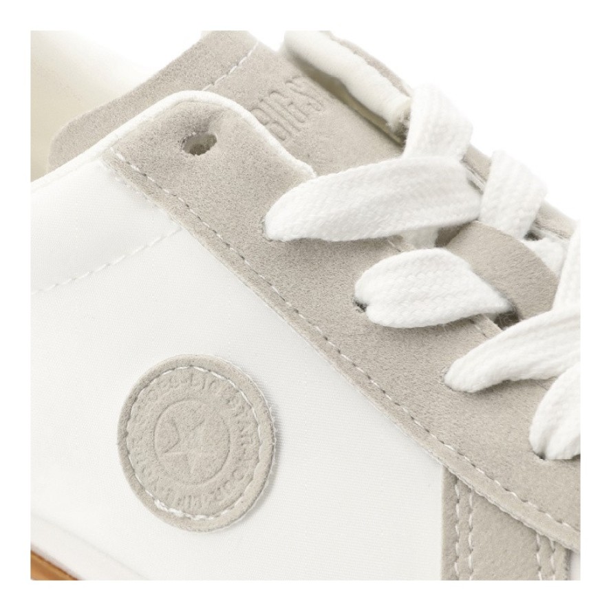 Trampki damskie Big Star, skóra naturalna zamszowe wstawki sznurowany fason klasyczna gumowa podeszwa okrągły nosek, białe, TT274145