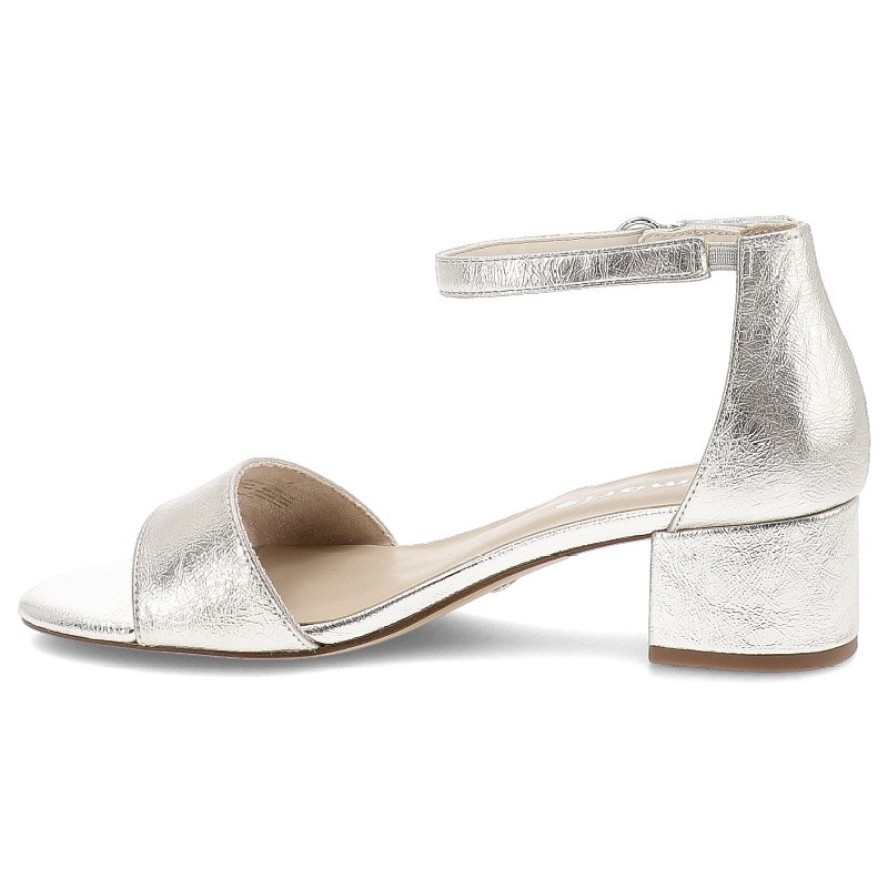 Srebrne Sandały Tamaris Eleganckie Obuwie Damskie Na Obcasie