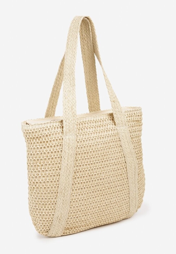 Beżowa Pleciona Torebka z Dwiema Rączkami Zanestra