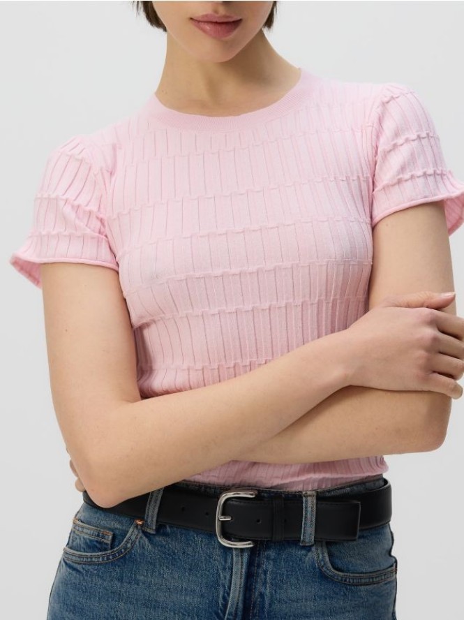 Dzianinowa bluzka z wiskozą - różowy