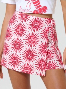 Wzorzyste spódnico-spodenki z wiskozą - wielobarwny