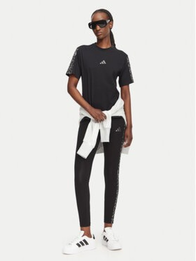 adidas Legginsy Seasonal Essentials Print 3-Stripes KS7984 Czarny Slim Fit
