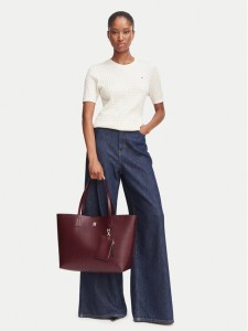 Tommy Hilfiger Torebka Th Icon Tote Mono AW0AW19004 Bordowy