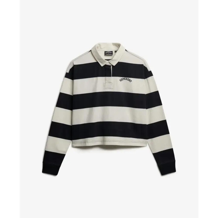 Polo w paski z długim rękawem dla kobiet Superdry Athletic Essentials