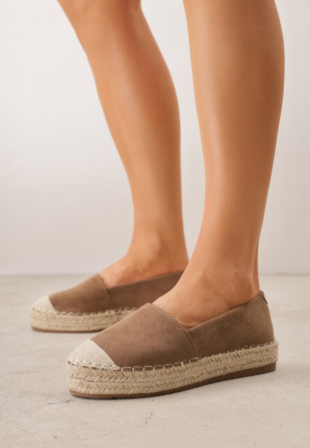 Brązowe Espadryle VICES w Klasycznym Stylu na Platformie z Plecionką Cherimare
