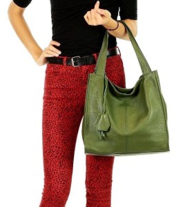 Shopperka skórzana MARCO MAZZINI zielona khaki s139r