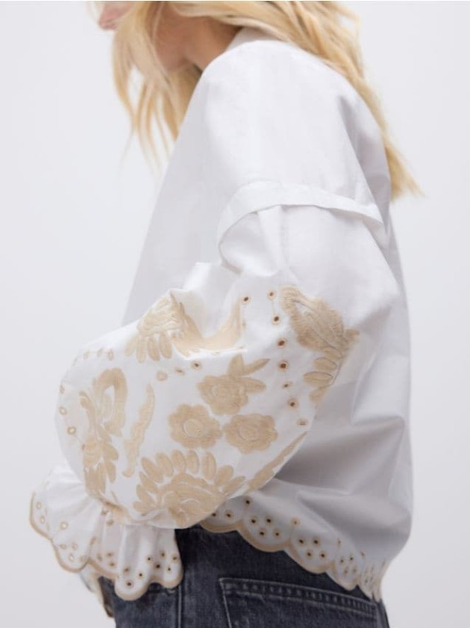 Koszula z haftowanym wzorem - biały