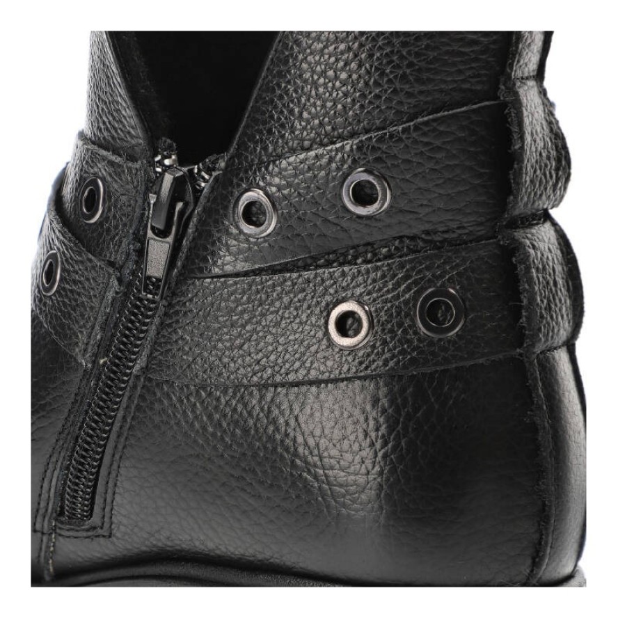 Czarne Botki Armodo Damskie Buty Ze Skóry Naturalnej