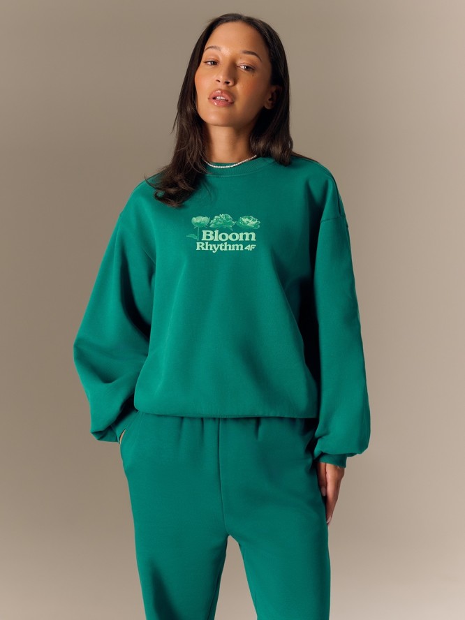 4F Bluza dresowa loose bez kaptura damska - zielona XL