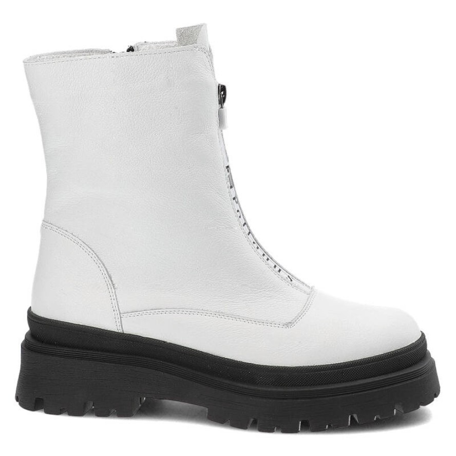 Białe Botki Pollonus Ocieplane Buty Damskie