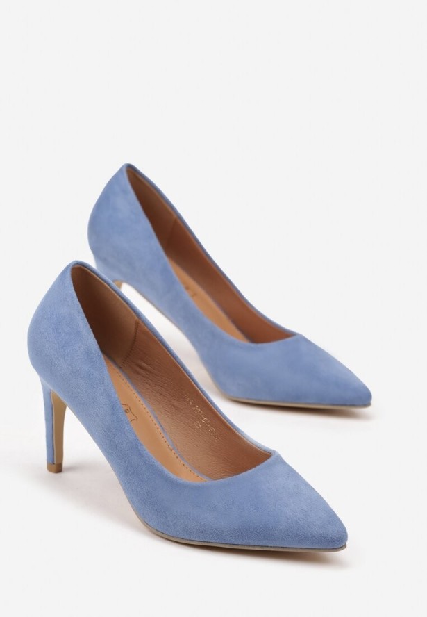 Jasnoniebieskie Casualowe Szpilki Vices z Wkładką ze Skóry Naturalnej Cleinae