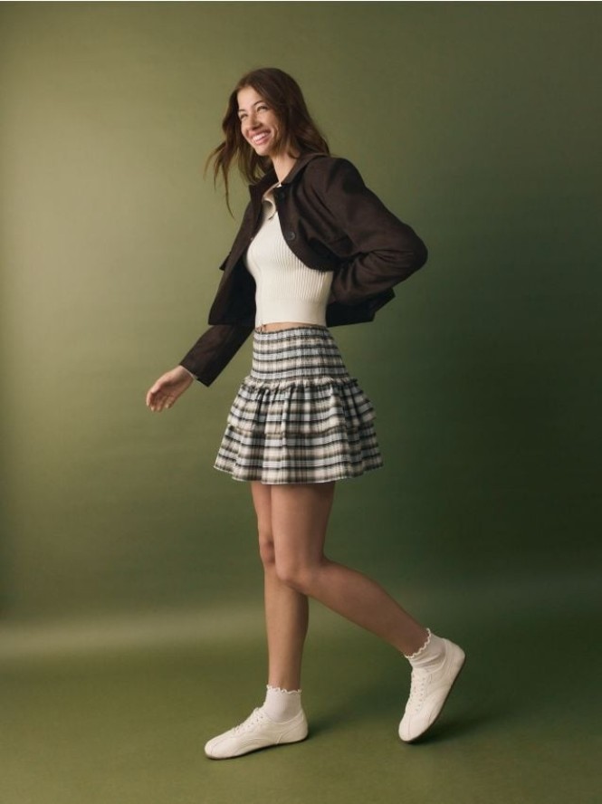 Bawełniana spódnica mini - wielobarwny