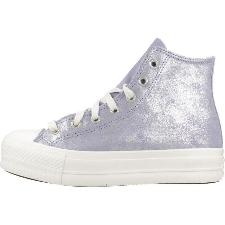 Buty CONVERSE Chuck Taylor All Star Lift Platform Suede Shimmer Hi Fioletowy