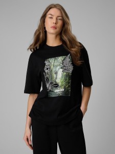 T-shirt loose z nadrukiem damski 4F 4FRSS26TTSHF3706
