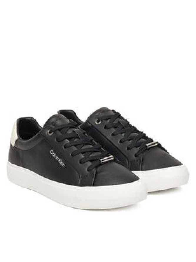 Calvin Klein Sneakersy Vulc Lace Up Lth/Moire Bt HW0HW02747 Czarny