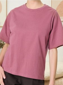 Gładka koszulka z krótkim rękawem - różowy