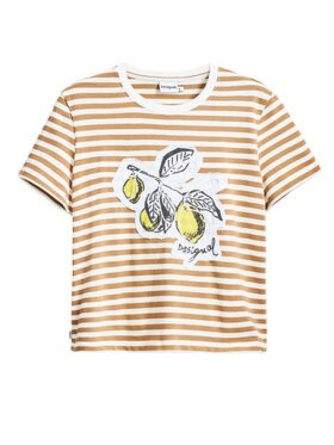 Desigual T-Shirt Lemon 25SWTKAE Beżowy Regular Fit