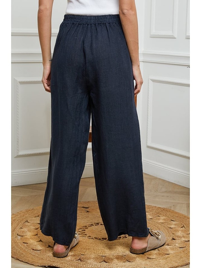 La Compagnie Du Lin Lniane spodnie w kolorze granatowym rozmiar: L