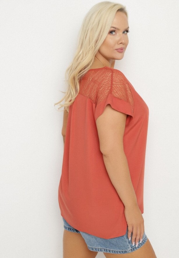 Beżowa Bluzka z Wiskozy z Przezroczystymi Wstawkami Zelauri