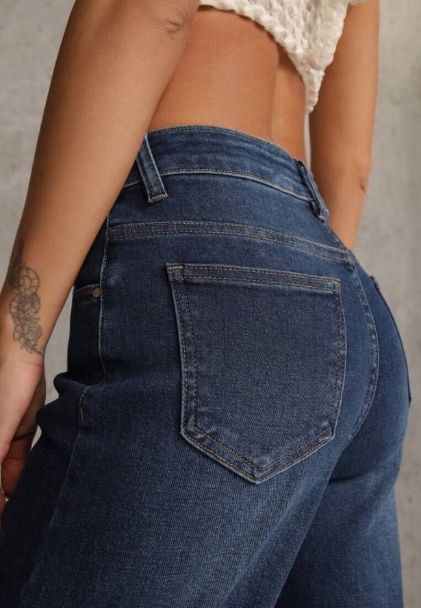 Niebieskie Jeansy Wide Leg Regular Waist z Bawełną i Domieszką Wiskozy Petocea