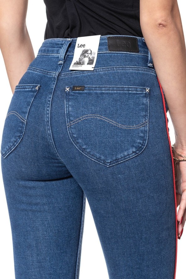 SPODNIE DAMSKIE LEE SCARLETT PIPING RED STOWE L31VROOR 112107312