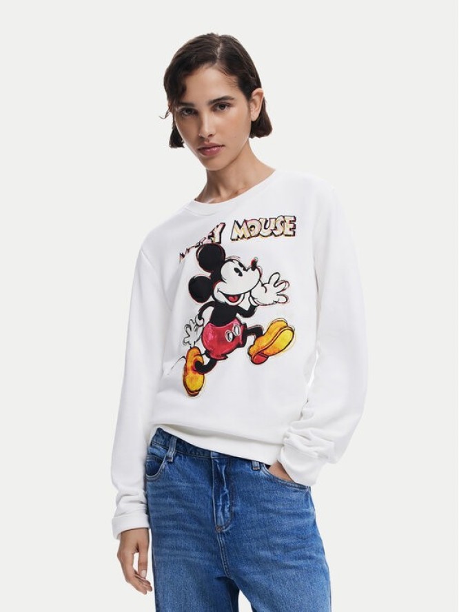 Desigual Bluza Avery Mickey 25SWSK45 Écru Regular Fit
