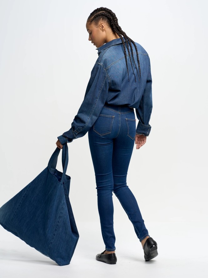 Jeansy damskie skinny z wysokim stanem granatowe Clara 658