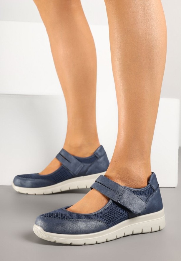 Niebieskie Półbuty z Siateczkowymi Wstawkami Sonovia
